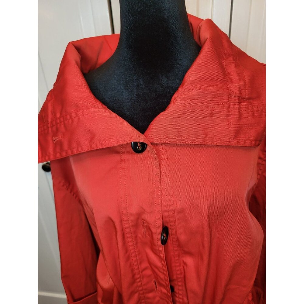 Ruby Rd Bright Coral Anorak Jacket 22 Drawstring Spring Lightweight Preppy - Picture 10 of 13